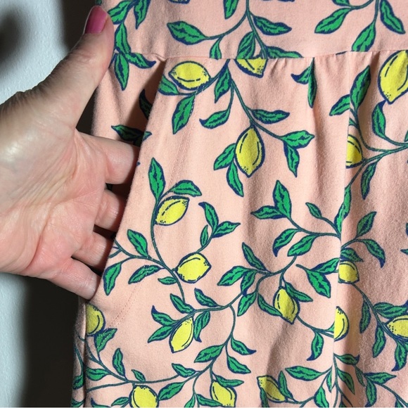 Lands End Lemon Print Pink Scoop Neck Sleeveless Dress M - Picture 4 of 8